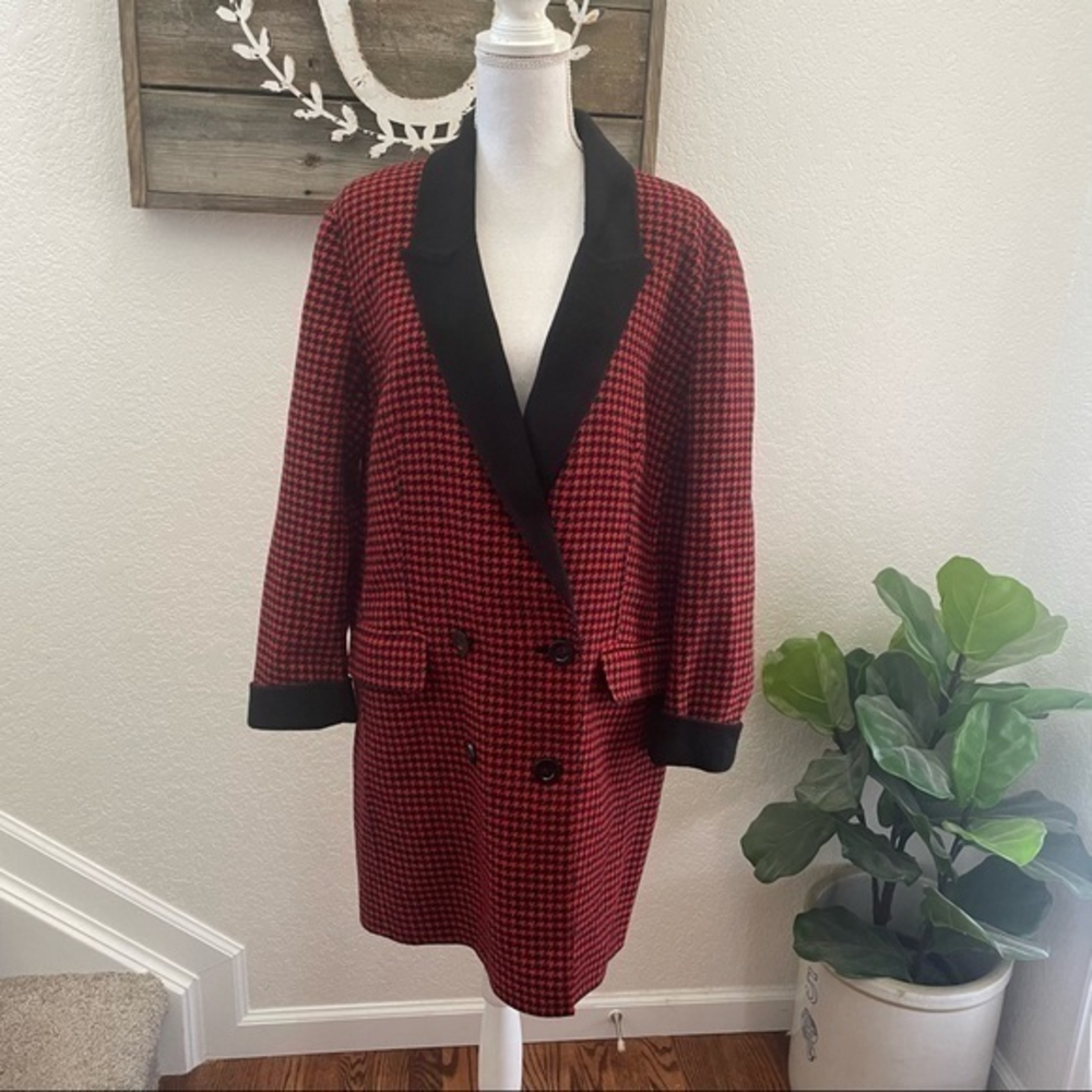 Veronica Beard red black wool cashmere‎ sweater blazer jacket size 14